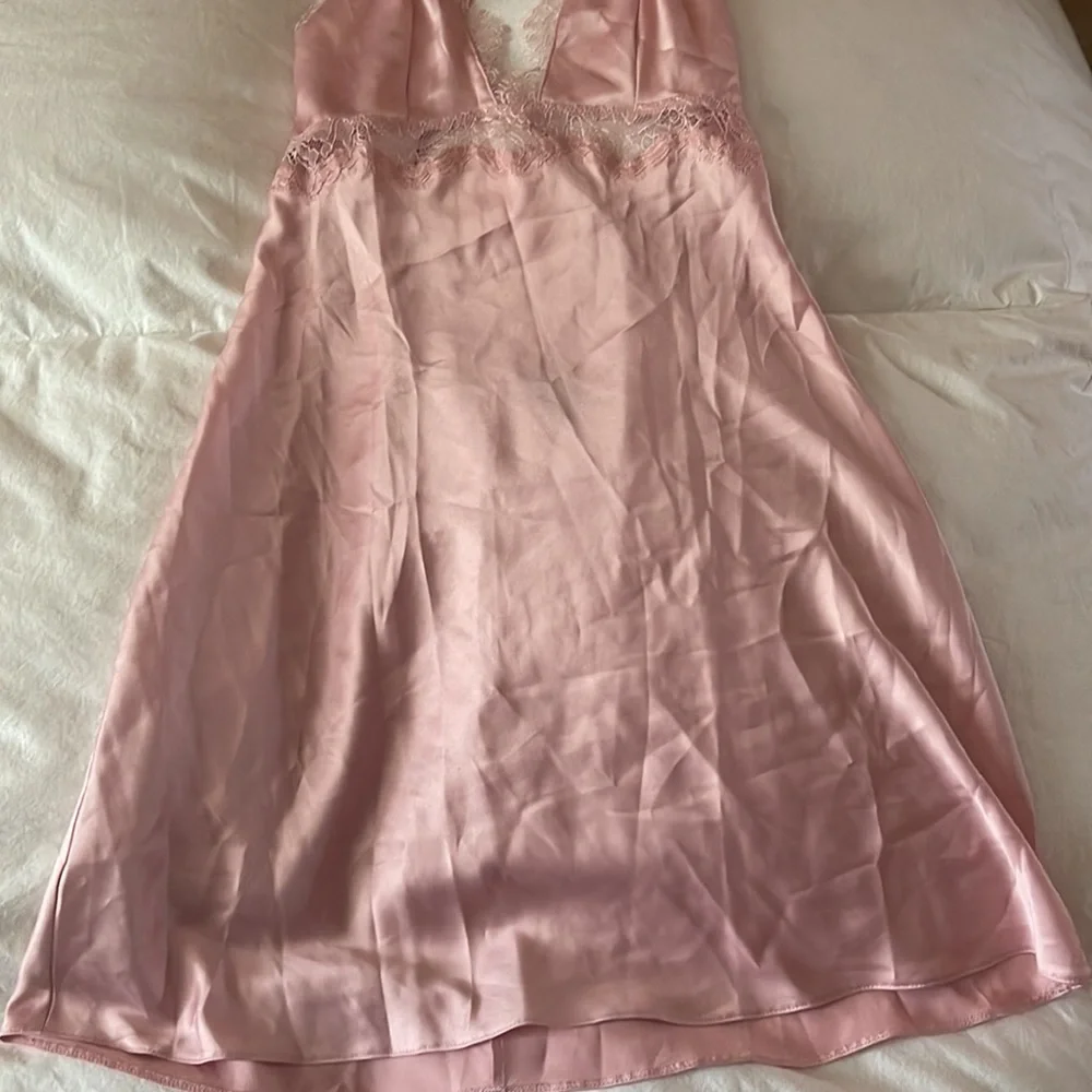 Victoria’s Secret satin light pink lingerie lace cut out slip camisole dress! - Picture 2 of 7
